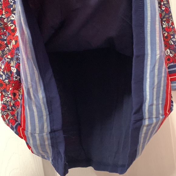 Charter club 3/4 sheer sleeve red, white & blue floral print top - Picture 4 of 5